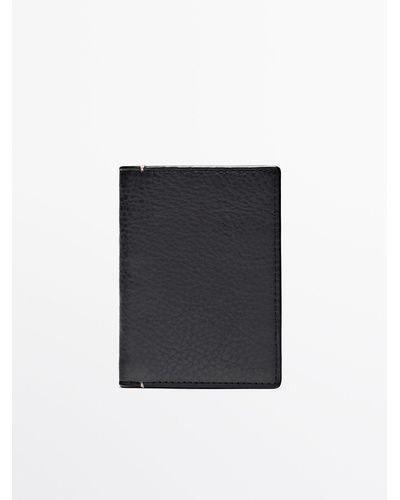 MASSIMO DUTTI Vertical Leather Wallet - Black
