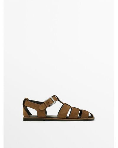 MASSIMO DUTTI Buckled Cage Sandals - White