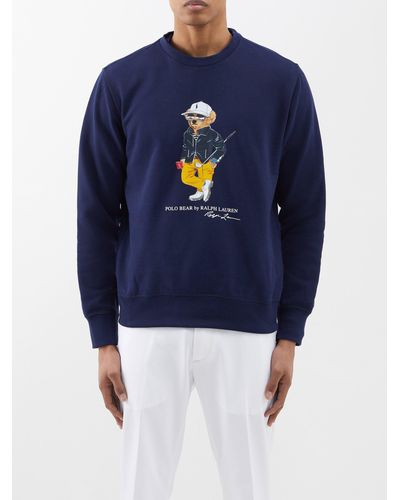 Polo Ralph Lauren Polo Bear-print Cotton-blend Sweatshirt - Blue