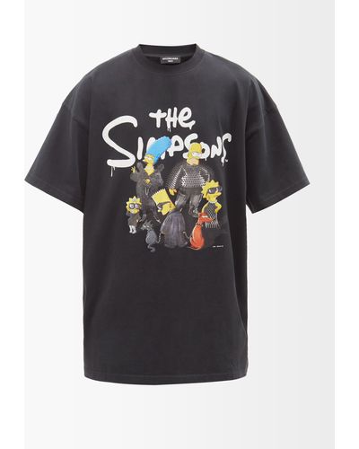 Balenciaga T-shirt surdimensionné en coton édition the simpsons - Noir