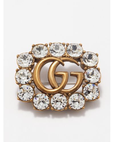 Gucci Crystal-embellished Gg Brooch - Multicolour