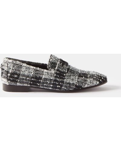 Bougeotte Flaneur Checked Tweed Loafers - Grey