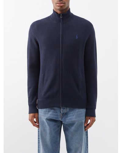 Polo Ralph Lauren ハイネック ジップアップ コットンピケセーター - ブルー