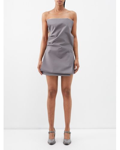 Prada Gabardine Mini-dress in Brown | Lyst UK