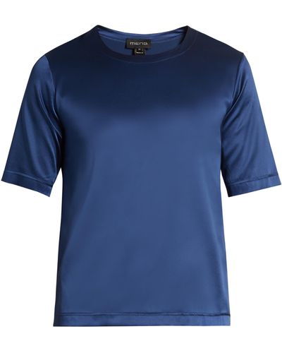 Meng Stretch Silk-satin T-shirt - Blue