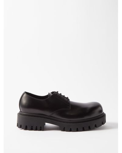 Balenciaga Sergent Lug-sole Leather Derby Shoes - Black