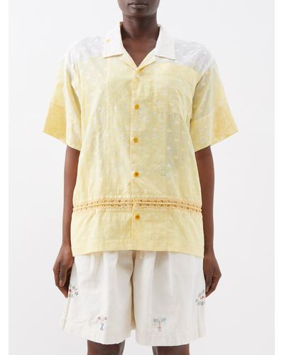 STORY mfg. Greetings Polka-dot Organic-cotton Shirt - Yellow