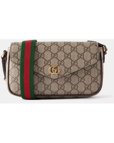 Gucci Ophidia Leather-trimmed Printed Coated-canvas Shoulder Bag - Grey