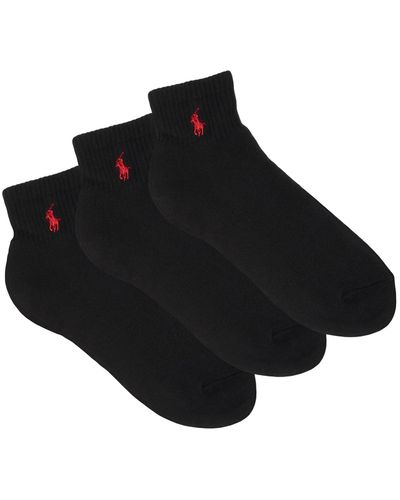 Polo Ralph Lauren Pack Of Three Logo-embroidered Socks - Black