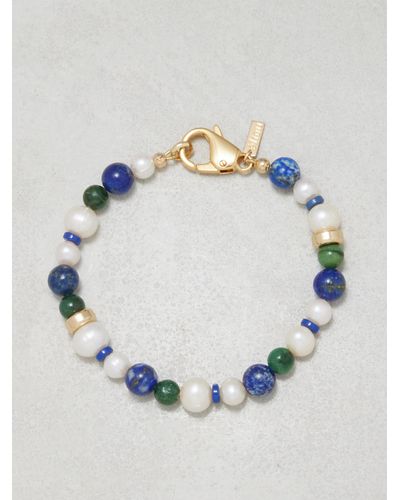 Eliou Éliou Sage Pearl, Lapis & Jade 14kt Gold-plated Bracelet - Blue