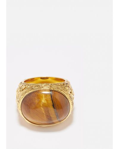 Aurelie Bidermann Ophelie Tiger's Eye & Gold-plated Ring - Metallic
