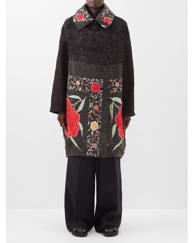 By Walid Vintage Embroidered 19th-century Silk Coat - Black