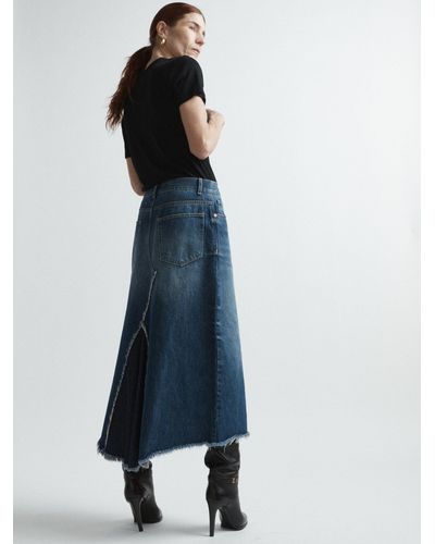 Fishtail hem denim hot sale skirt