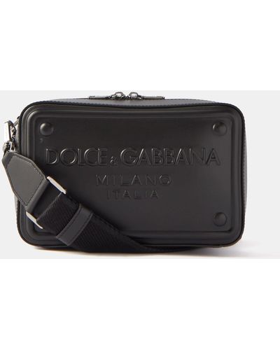 Dolce & Gabbana エンボスロゴ レザークロスボディバッグ - ブラック
