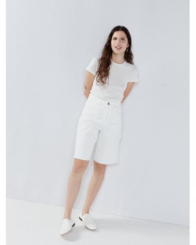 Raey 90s Longline Organic Cotton Denim Shorts - White