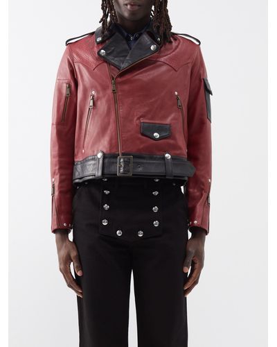Youths in Balaclava Leather Biker Jacket - Red