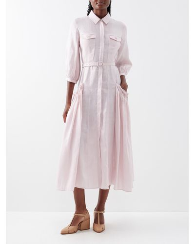 Linen Shirt Dresses For Women 2026.Pink Linen Shirt Dresses for Women - Up to 65% off | Lyst