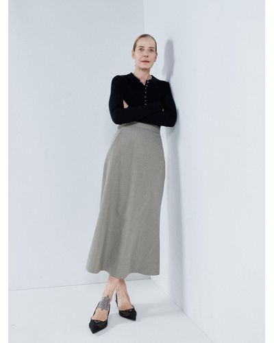 Raey High-waist Virgin-wool A-line Skirt - Natural