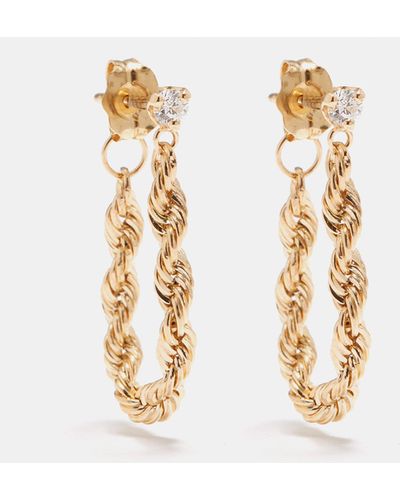 Zoe Chicco Rope Chain Diamond & 14kt Gold Earrings - Metallic
