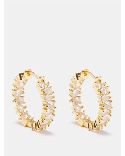 Fallon Cubic Zirconia & Gold-plated Hoop Earrings - Metallic