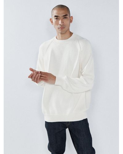 Raey Oversized Crew-neck Cotton-blend Sweater - White