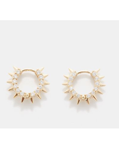 Zoe Chicco Spiked Diamond & 14kt Gold Huggie Hoops - Natural