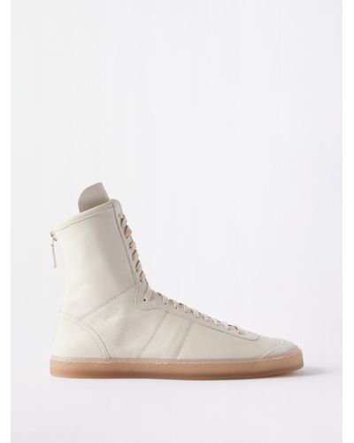 Lemaire Linoleum Leather High-top Boxing Trainers - White