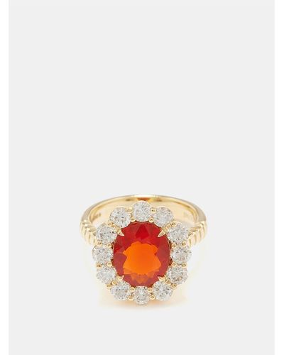Retrouvai Heirloom Diamond, Fire Opal & 14kt Gold Ring - White