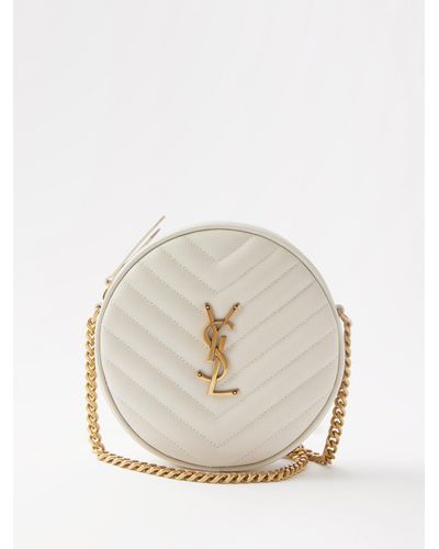 Saint Laurent Vinyle Round Quilted-leather Cross-body Bag - White