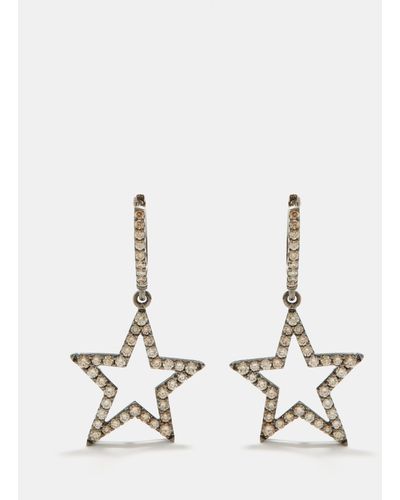 Rosa De La Cruz Star Diamond & Rhodium-plated 18kt Gold Earrings - White