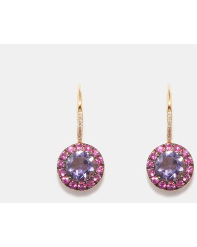 Rosa De La Cruz Pink Sapphire, Diamond & 18kt Gold Earrings - White