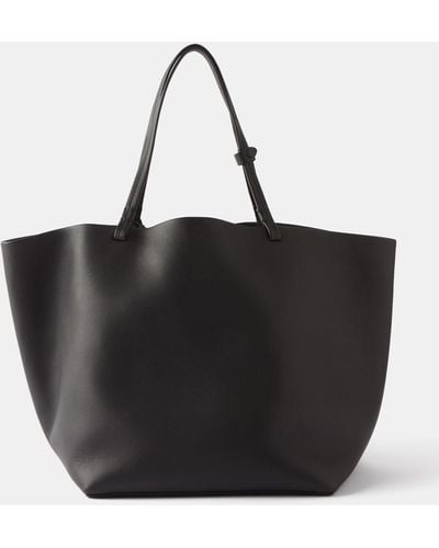 The Row Park Xl Grained-leather Tote Bag - Black