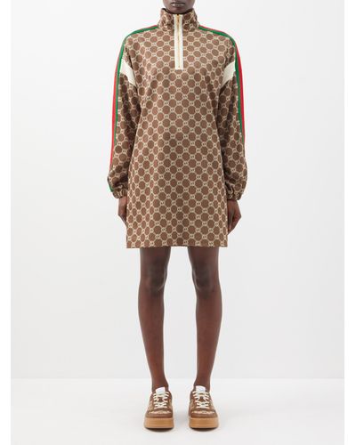 Gucci インターロッキングg テクニカルジャージー ドレス, ベージュ, ウェア - ブラウン