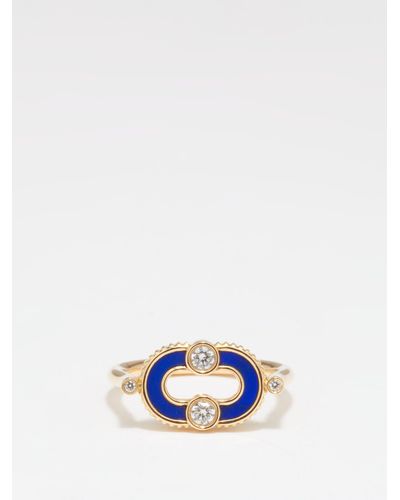 Viltier Magnetic Diamond, Lapis & 18kt Gold Ring - Blue