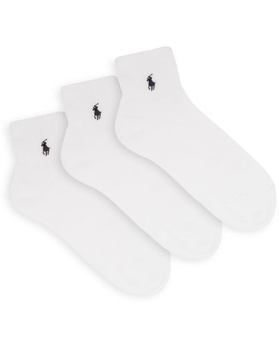 Polo Ralph Lauren Pack Of Three Logo-embroidered Socks - White