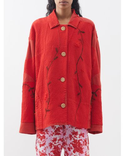 By Walid Casey 19th-century Cotton-khadi Jacket - Red