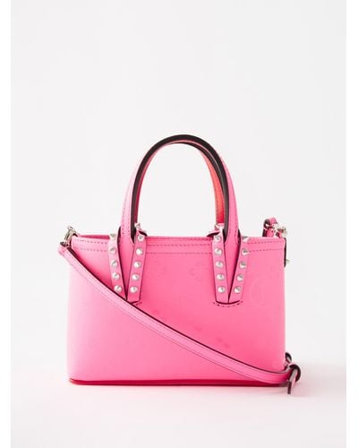 Christian Louboutin Cabata Spike-embellished Leather Cross-body Bag - Pink
