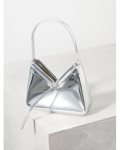 Reformation Chiara Mini Mirrored-leather Handbag - White