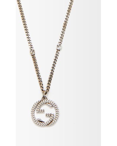 Gucci GG-logo Antiqued Sterling-silver Necklace - Metallic