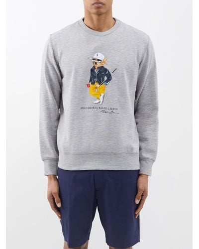 Polo Ralph Lauren Bear-print Cotton-blend Sweatshirt - Gray