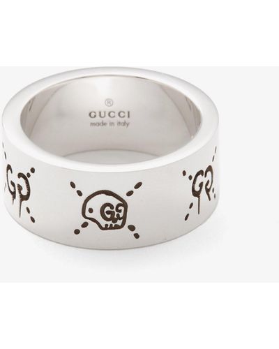 Gucci Ghost Logo-engraved Sterling-silver Ring - White