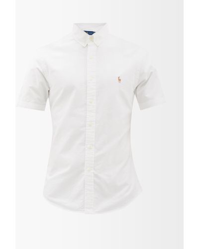Polo Ralph Lauren Logo-embroidered Cotton-oxford Short-sleeved Shirt - White