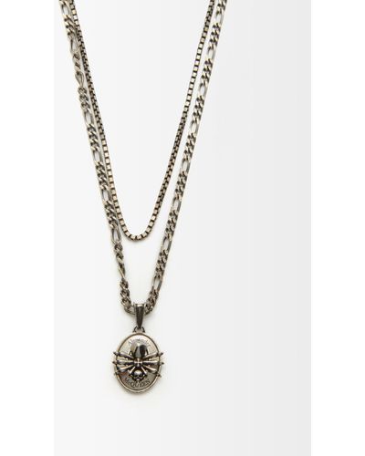 Skull Chain Necklace in Antique Silver