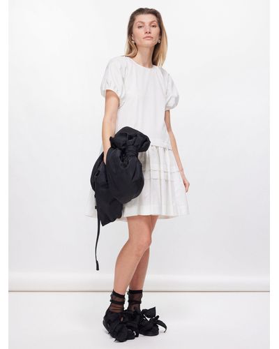 Molly Goddard Alexa Puff-sleeve Pleated-cotton Mini Dress - White