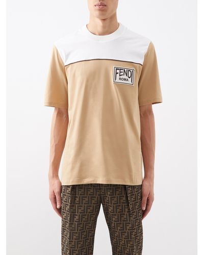 Fendi Logo 3d-effect Crewneck T-shirt in Gray for Men