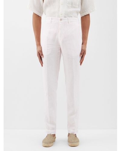 120% Lino Linen Slim-leg Trousers - White