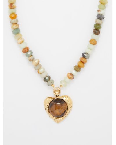 By Alona Blake Tiger's Eye & 18kt Gold-plated Necklace - Metallic