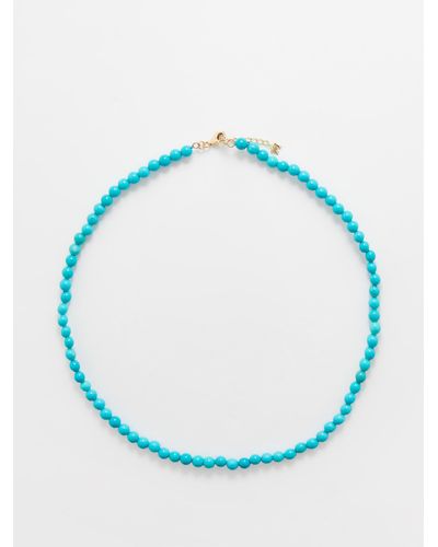 Mateo Turquoise & 14kt Gold Beaded Necklace - Blue