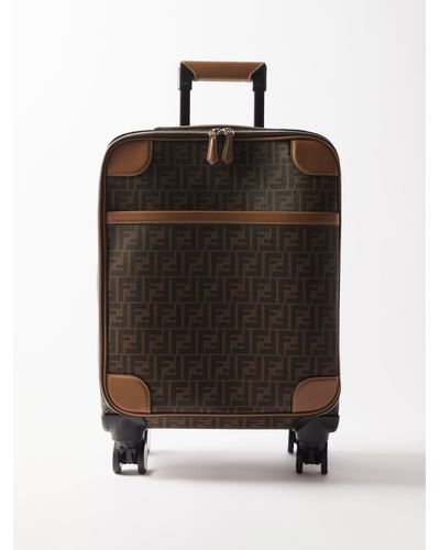 Fendi Ff-logo Canvas Carry-on Suitcase - Black