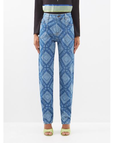 Ahluwalia Gifty Laser-etched Organic-cotton Jeans - Blue